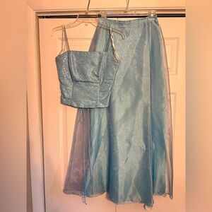 Blue Size 3 Formal Dress - 2 piece lace up